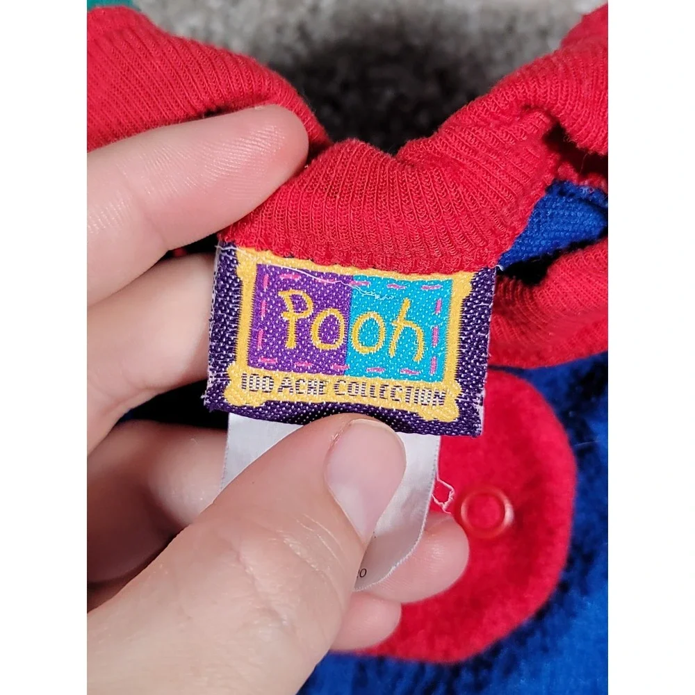 Vintage Winnie The Pooh Sleeper Footed Pajama Full Zip 18 Months Blue 90s Disney